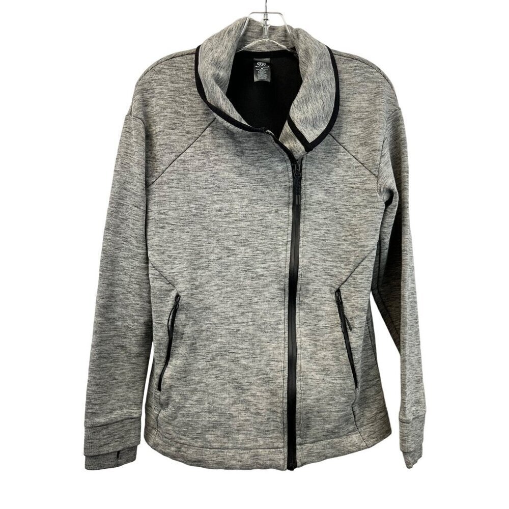 Champion Womens Full Zip Collared Gray/Black Heathered Jacket Thumb Holes M
